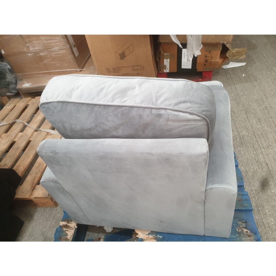 GRADE A2 - Silver Grey Velvet Armchair - Payton