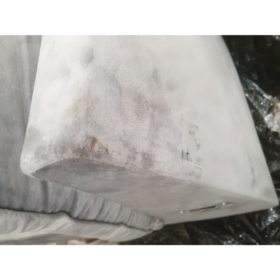 GRADE A2 - 3 Seater Right Hand Facing L Shaped Sofa in Silver Grey Velvet - Payton