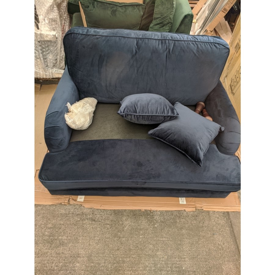 GRADE A2 - Navy Blue Velvet Loveseat - Payton