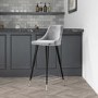 GRADE A2 - Light Grey Velvet Bar Stool with Back - 79cm - Maddy