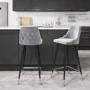 GRADE A2 - Light Grey Velvet Bar Stool with Back - 79cm - Maddy
