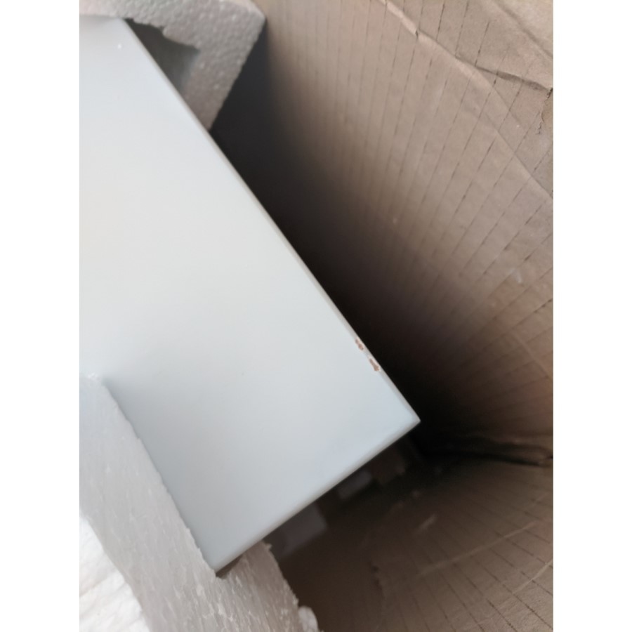 GRADE A2 - Light Grey French Bedside Table with 2 Drawers - Olivia