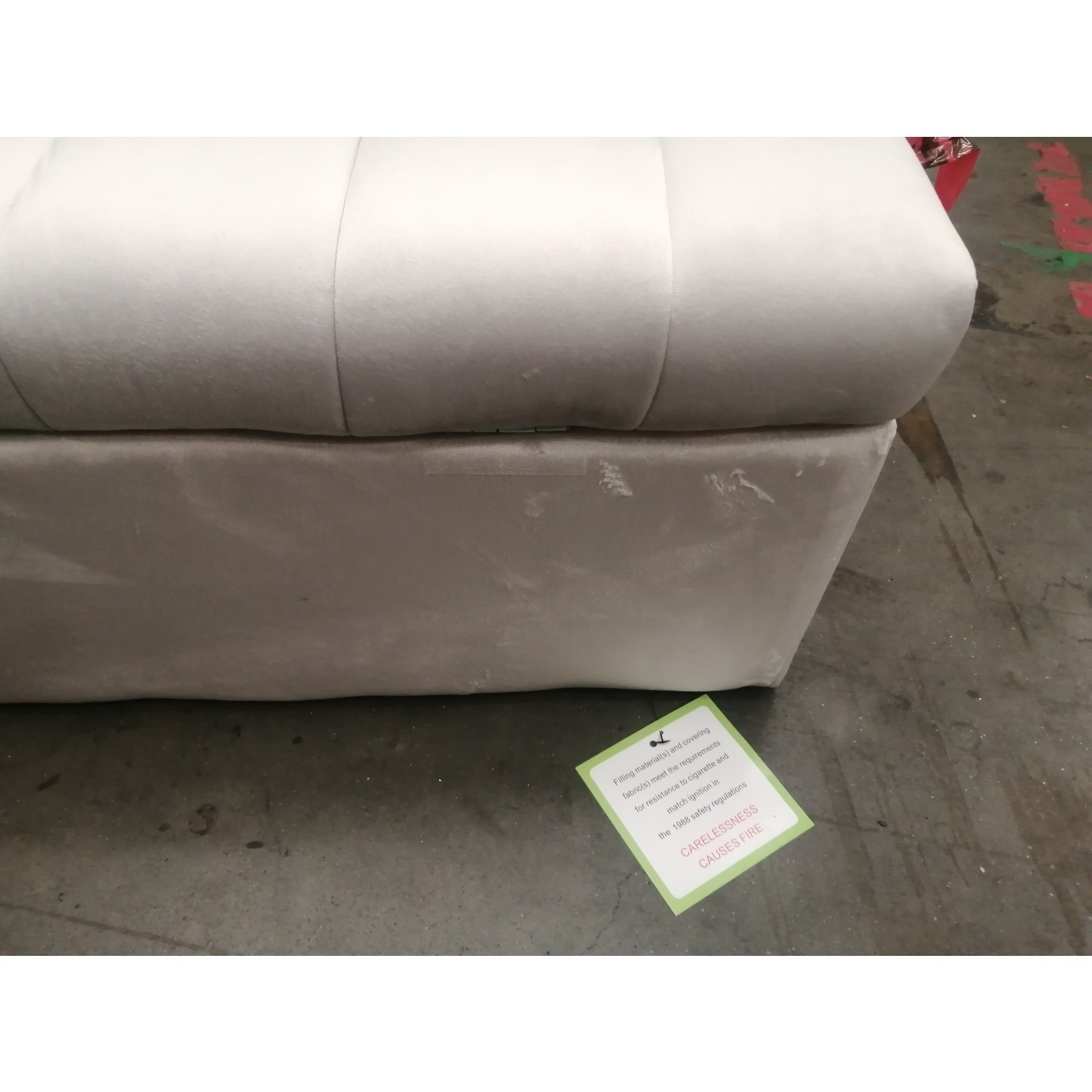 GRADE A2 Silver Grey Velvet Striped Ottoman Storage Bench Safina