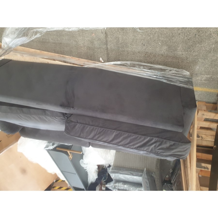 GRADE A2 - Charcoal Grey Velvet 3 Seater Sofa - Payton