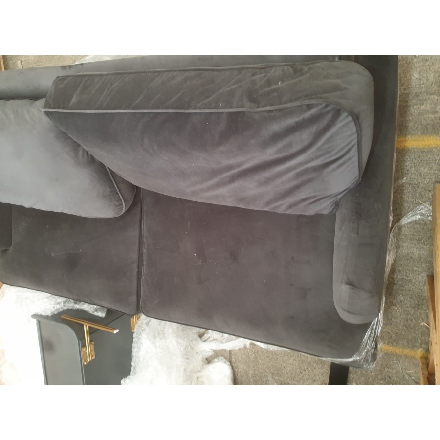 GRADE A2 - Charcoal Grey Velvet 3 Seater Sofa - Payton
