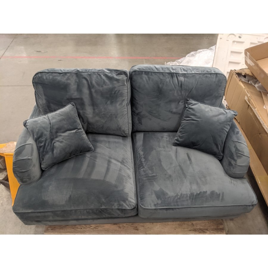 GRADE A2 - Petrol Blue Velvet 2 Seater Sofa - Payton