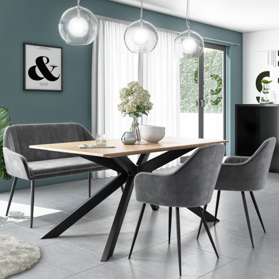 GRADE A2 - Set of 2 Grey Velvet Dining Tub Chairs - Logan