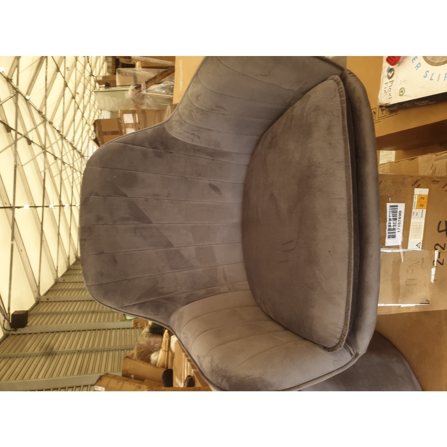 GRADE A2 Set of 2 Grey Velvet Dining Tub Chairs Logan Furniture123