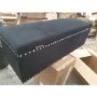 GRADE A2 - Black Velvet Ottoman Blanket Box with Stud Detail - Safina