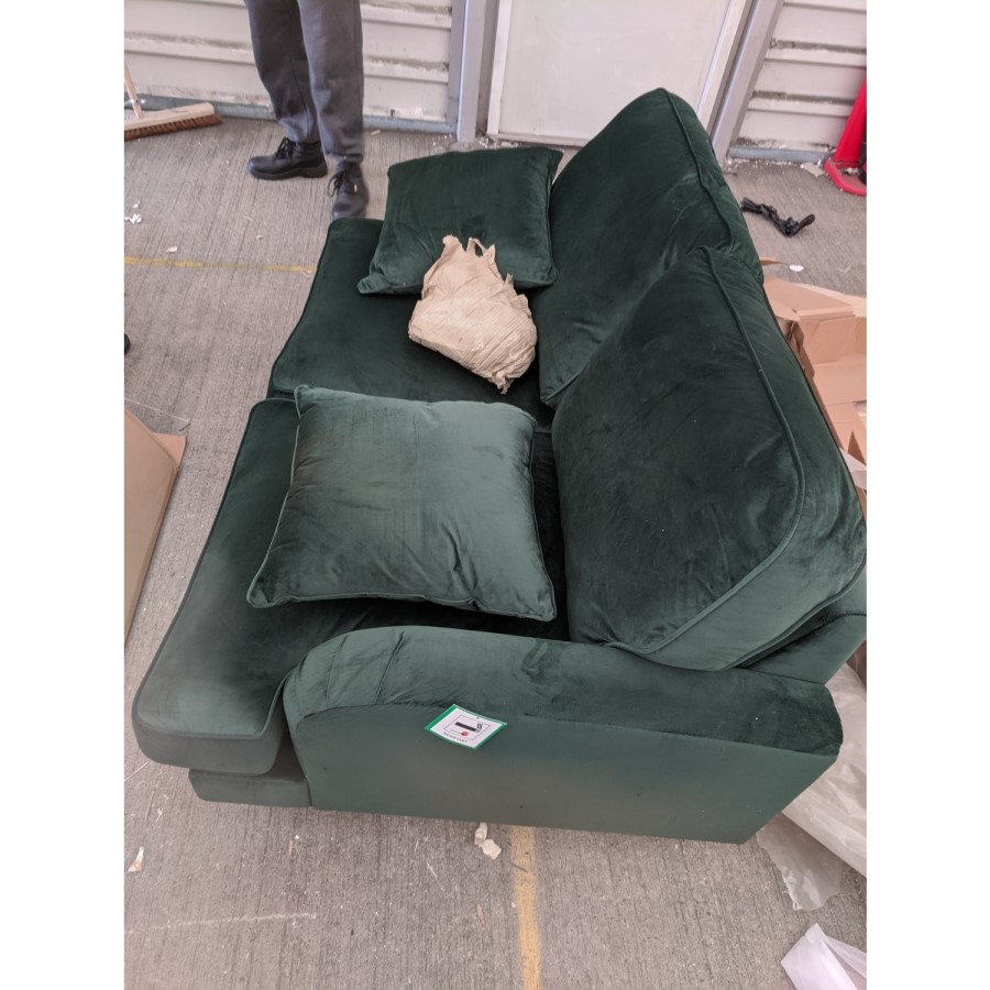 GRADE A2 - Dark Green Velvet 2 Seater Sofa - Payton