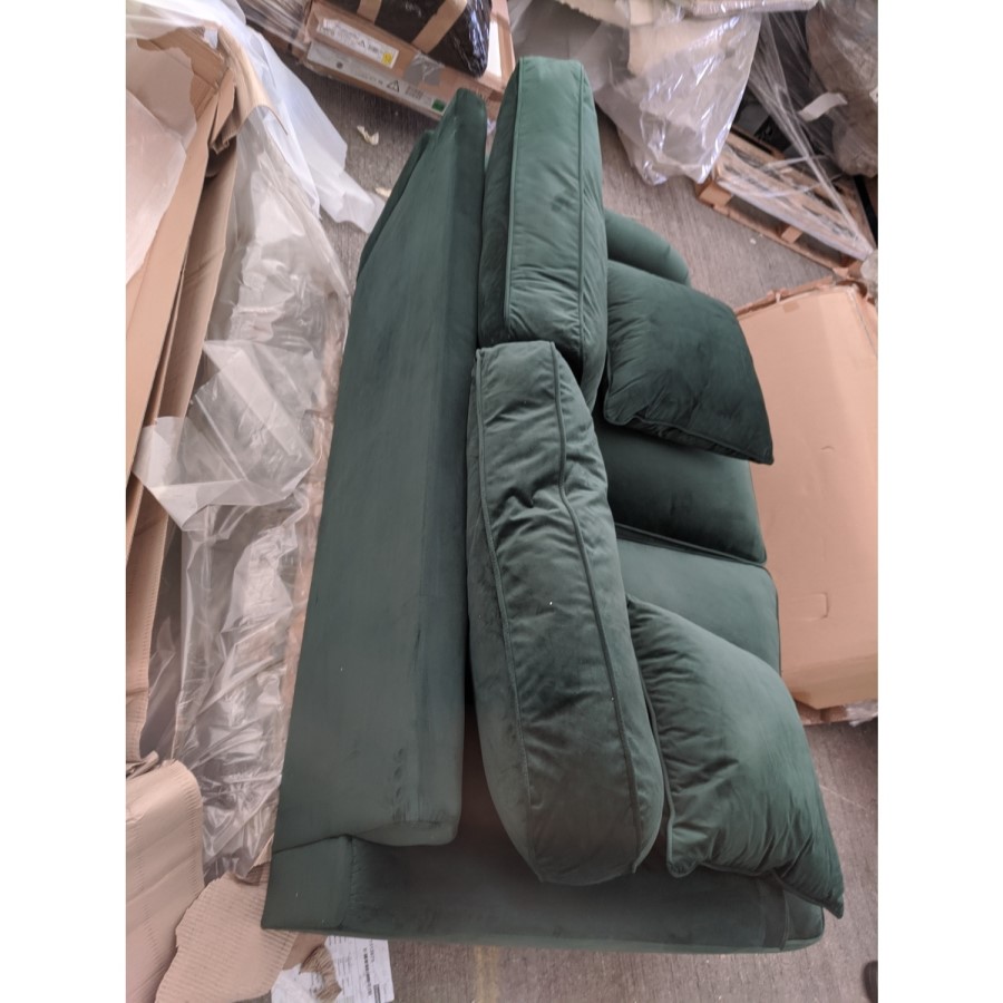 GRADE A2 - Dark Green Velvet 2 Seater Sofa - Payton