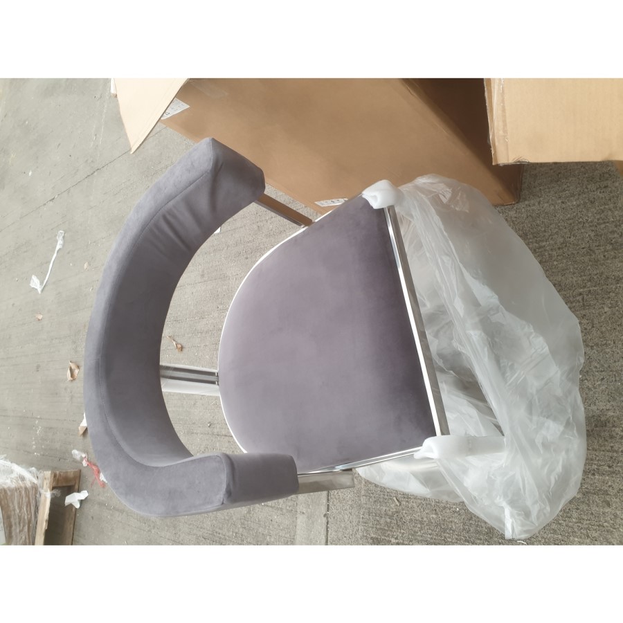 GRADE A2 - Grey Velvet Cantilever Dining Armchair - Alana Boutique