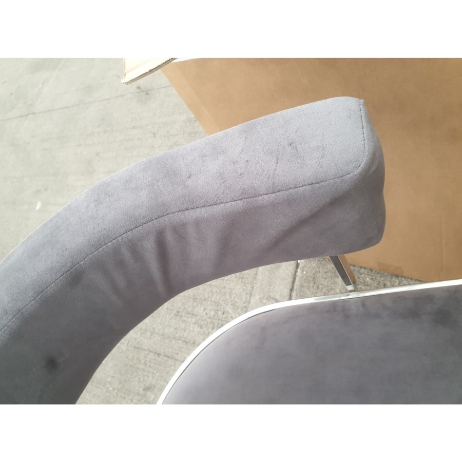 GRADE A2 - Grey Velvet Cantilever Dining Armchair - Alana Boutique