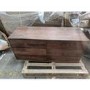 GRADE A2 - Dark Mango Wood Wide Chest of 6 Drawers with Gold Legs - Aubrey 