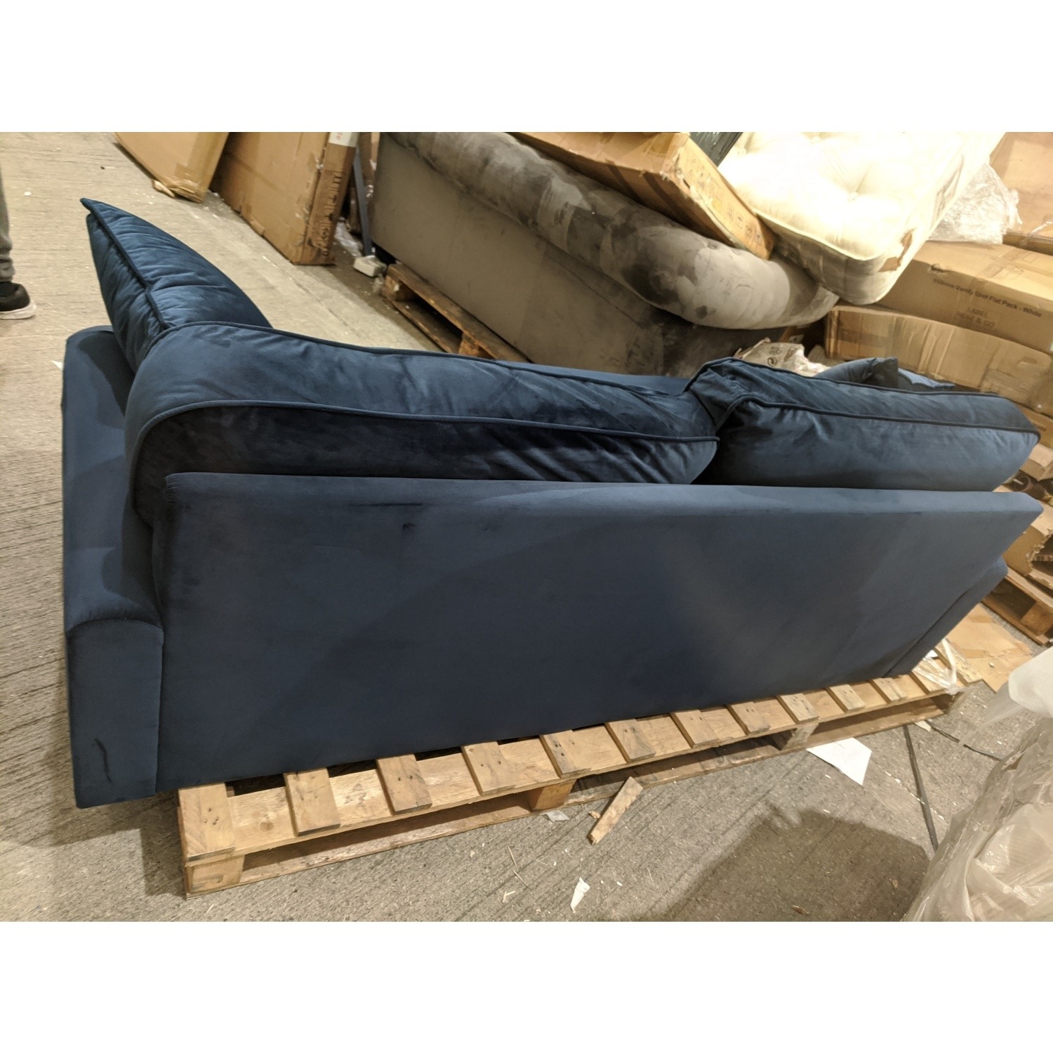 GRADE A2 Navy Blue Velvet 3 Seater Sofa Payton Furniture123