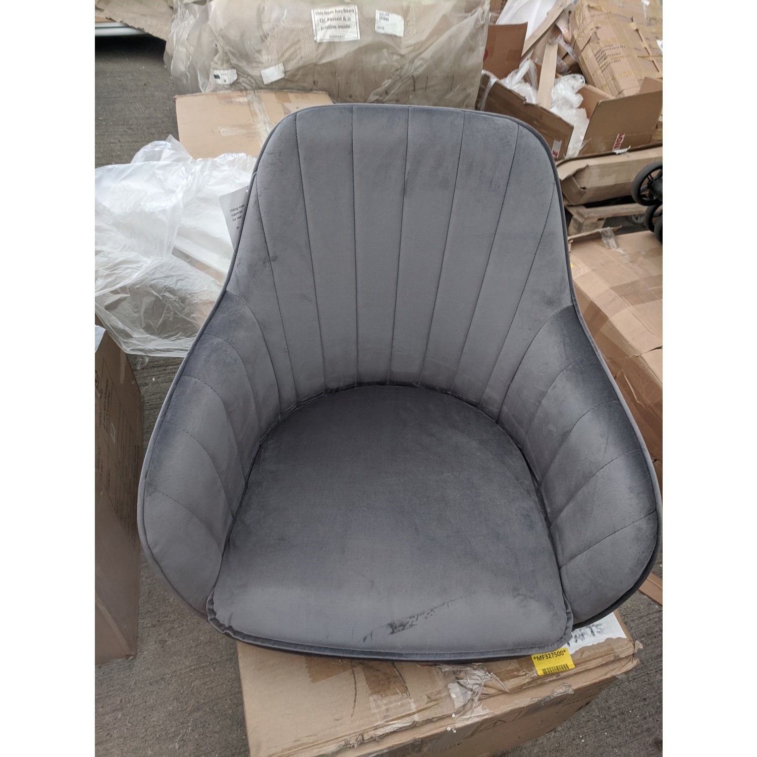 GRADE A2 Set of 2 Grey Velvet Dining Tub Chairs Logan Furniture123