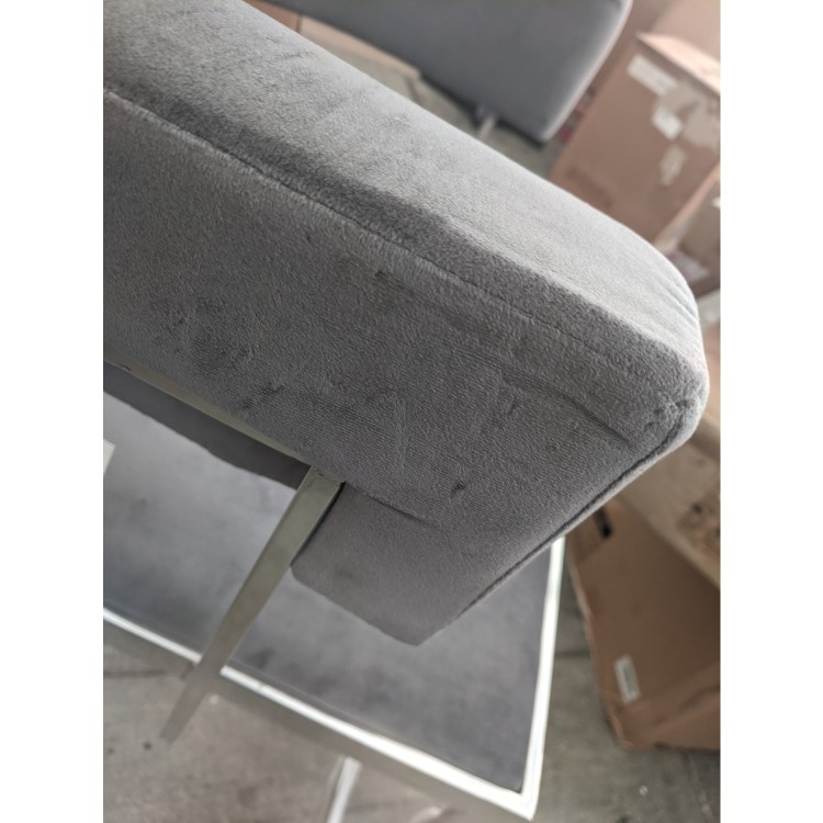 GRADE A2 - Grey Velvet Cantilever Kitchen Stool with Back - 66cm - Alana Boutique