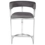 GRADE A2 - Grey Velvet Cantilever Kitchen Stool with Back - 66cm - Alana Boutique