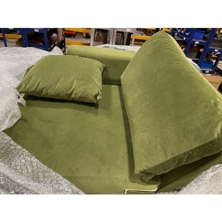 GRADE A2 - 3 Seater Left Hand Facing L Shaped Sofa in Olive Green Velvet - August