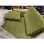GRADE A2 - 3 Seater Left Hand Facing L Shaped Sofa in Olive Green Velvet - August