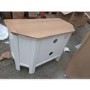 GRADE A2 - Corner TV Unit in White & Solid Oak with Storage - TV's up to 32" - Adeline