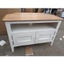 GRADE A2 - Corner TV Unit in White & Solid Oak with Storage - TV's up to 32" - Adeline
