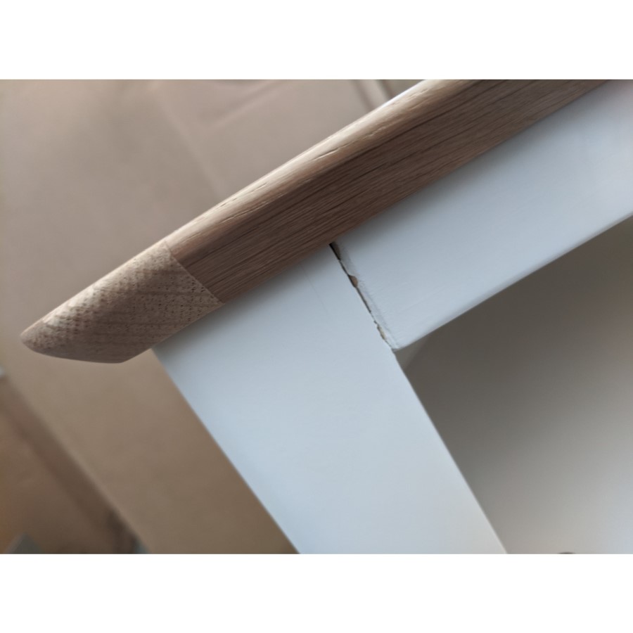 GRADE A2 - Corner TV Unit in White & Solid Oak with Storage - TV's up to 32" - Adeline