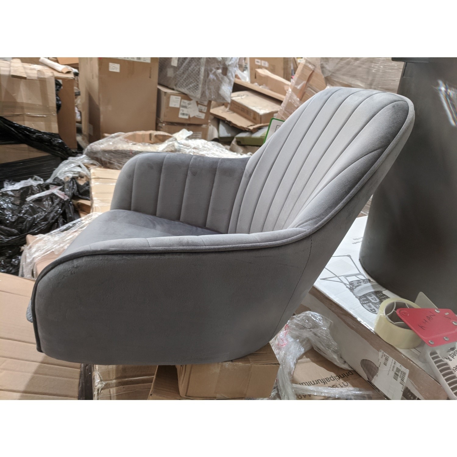 GRADE A2 Set of 2 Grey Velvet Dining Tub Chairs Logan Furniture123