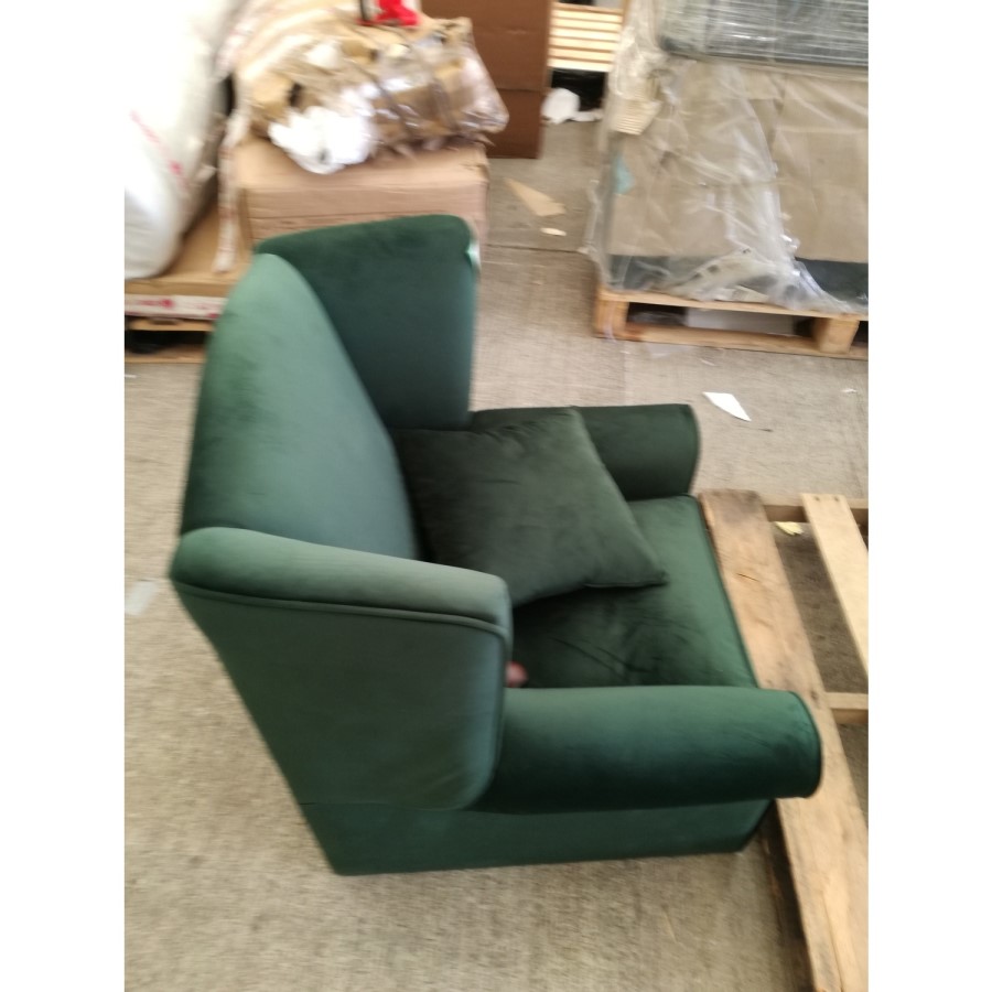 GRADE A2 - Green Velvet Wingback Armchair - Rupert