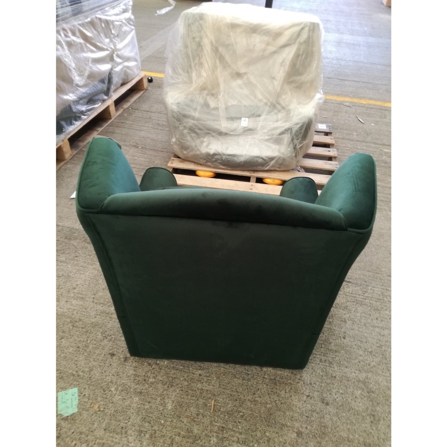 GRADE A2 - Green Velvet Wingback Armchair - Rupert