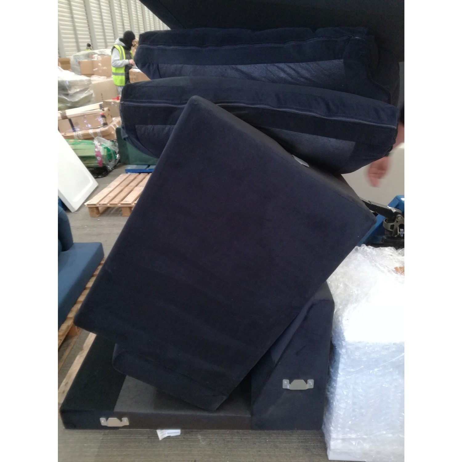 GRADE A2 - 4 Seater Right Hand Facing L Shaped Sofa in Black Velvet ...