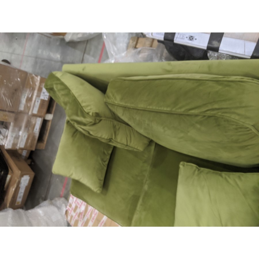 GRADE A2 - Olive Green Velvet 2 Seater Sofa - Payton
