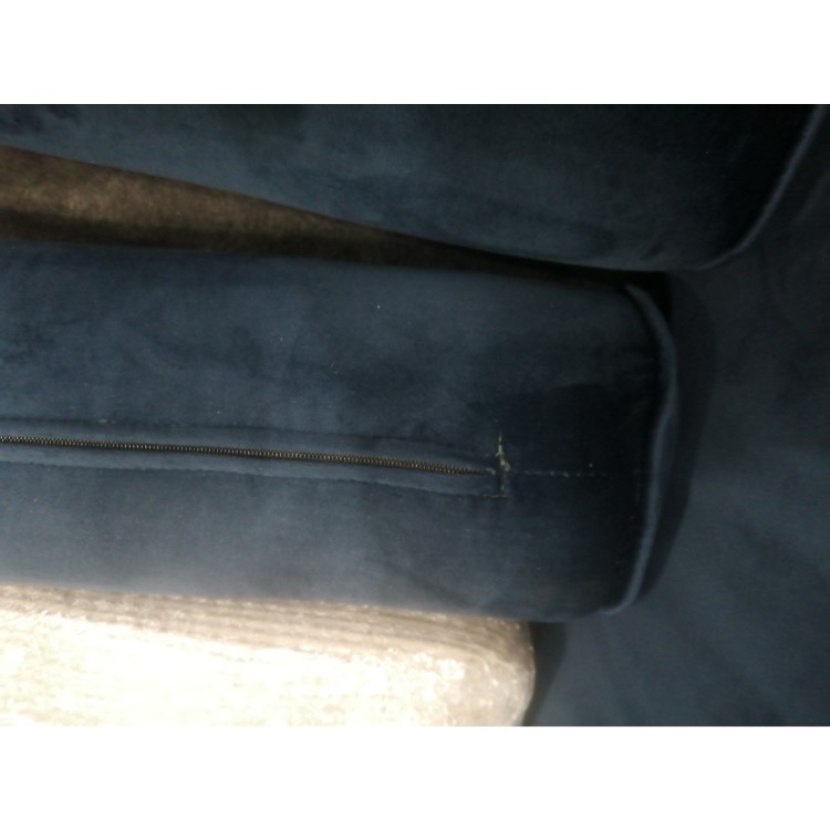 GRADE A2 - Navy Blue Velvet 3 Seater L Shaped Sofa  - Left Hand Facing - Idris