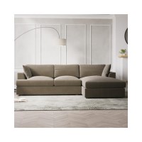 GRADE A2 - 4 Seater Right Hand Facing L Shaped Sofa in Mink Velvet - August