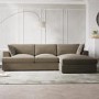 GRADE A2 - 4 Seater Right Hand Facing L Shaped Sofa in Mink Velvet - August