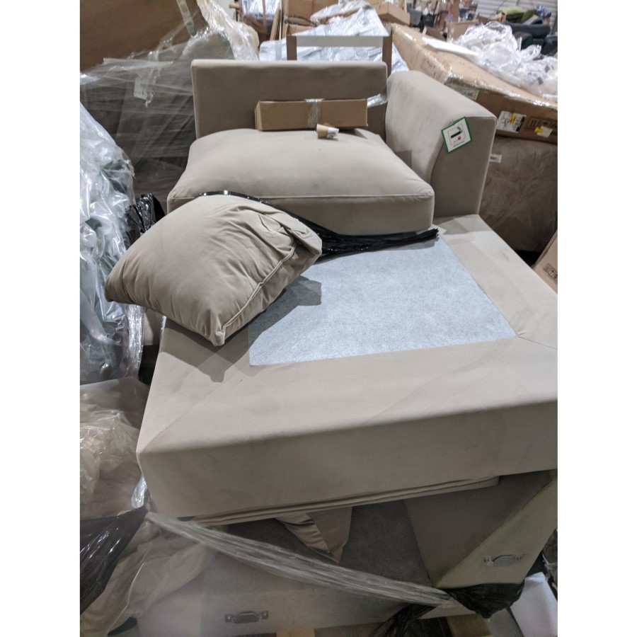 GRADE A2 - 4 Seater Right Hand Facing L Shaped Sofa in Mink Velvet - August