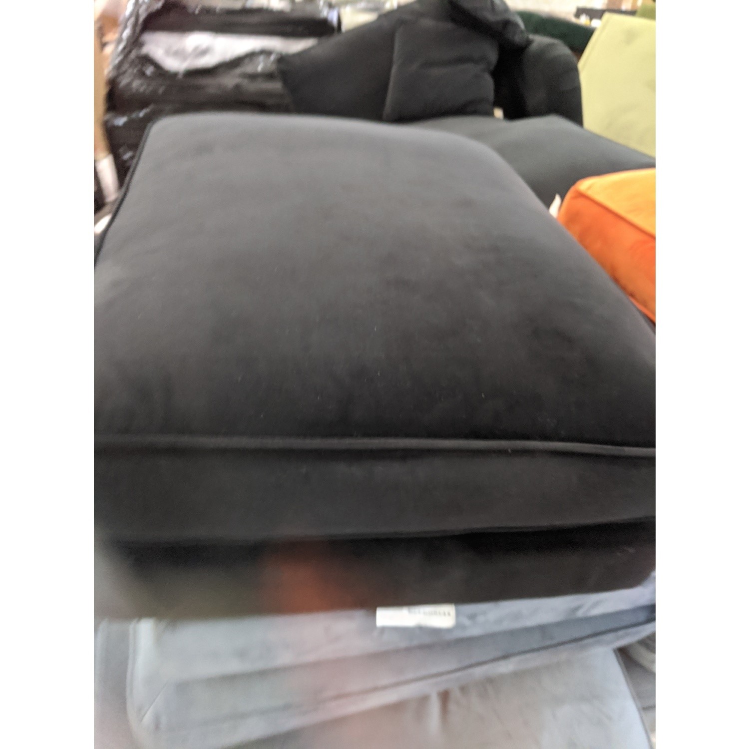 GRADE A2 Black Velvet Footstool Payton Furniture123