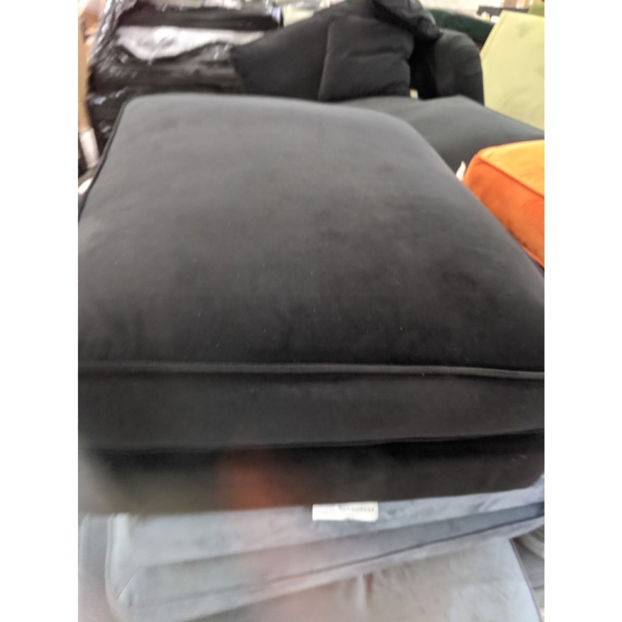 GRADE A2 - Black Velvet Footstool - Payton