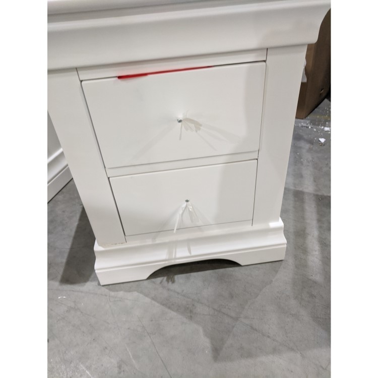 GRADE A2 - White Painted French 2 Drawer Bedside Table - Olivia