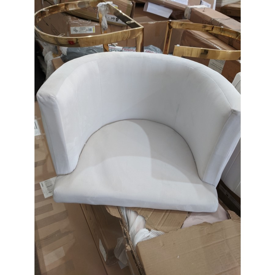 GRADE A2 - Off White Velvet Cantilever Dressing Table Chair with Gold Legs - Zelena