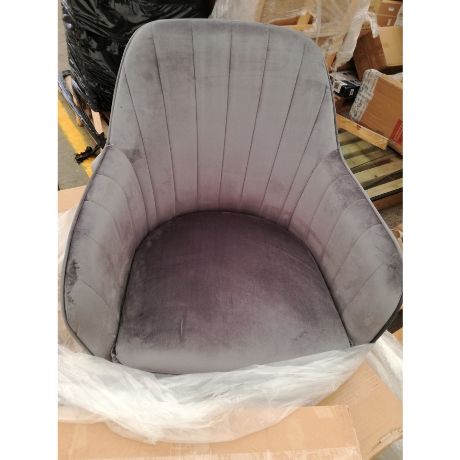 GRADE A2 - Set of 2 Grey Velvet Dining Tub Chairs - Logan