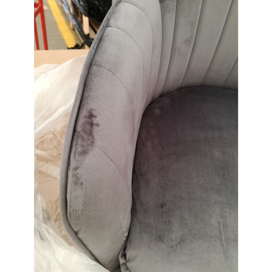 GRADE A2 - Set of 2 Grey Velvet Dining Tub Chairs - Logan