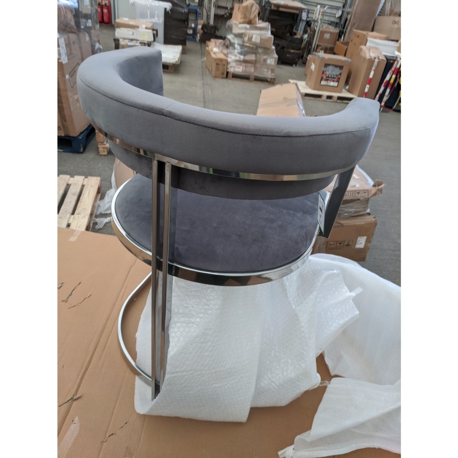 GRADE A2 - Grey Velvet Cantilever Dining Armchair - Alana Boutique