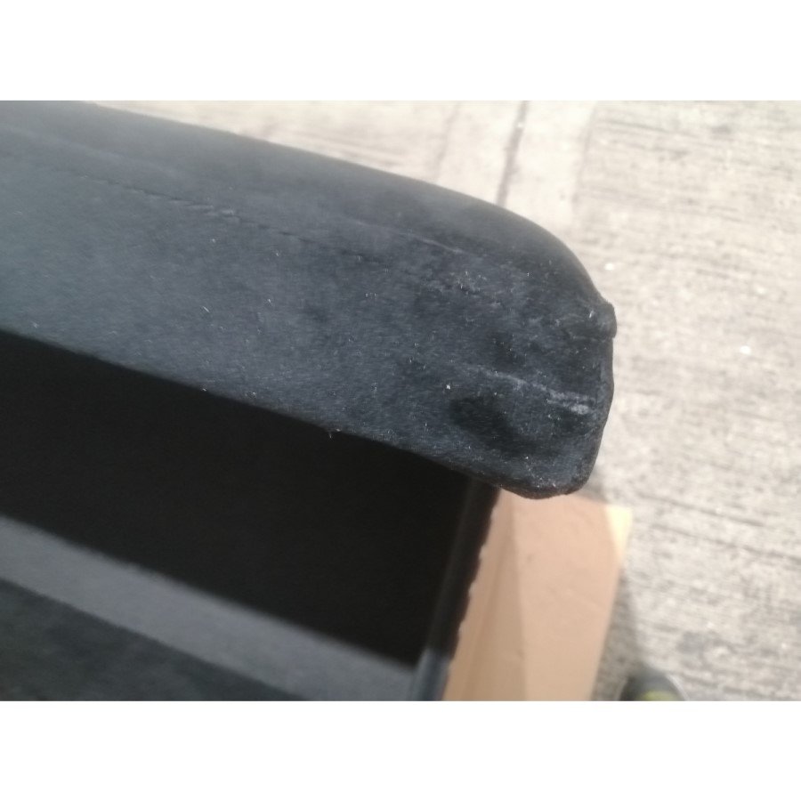 GRADE A2 - Black Velvet Ottoman Blanket Box with Stud Detail - Safina