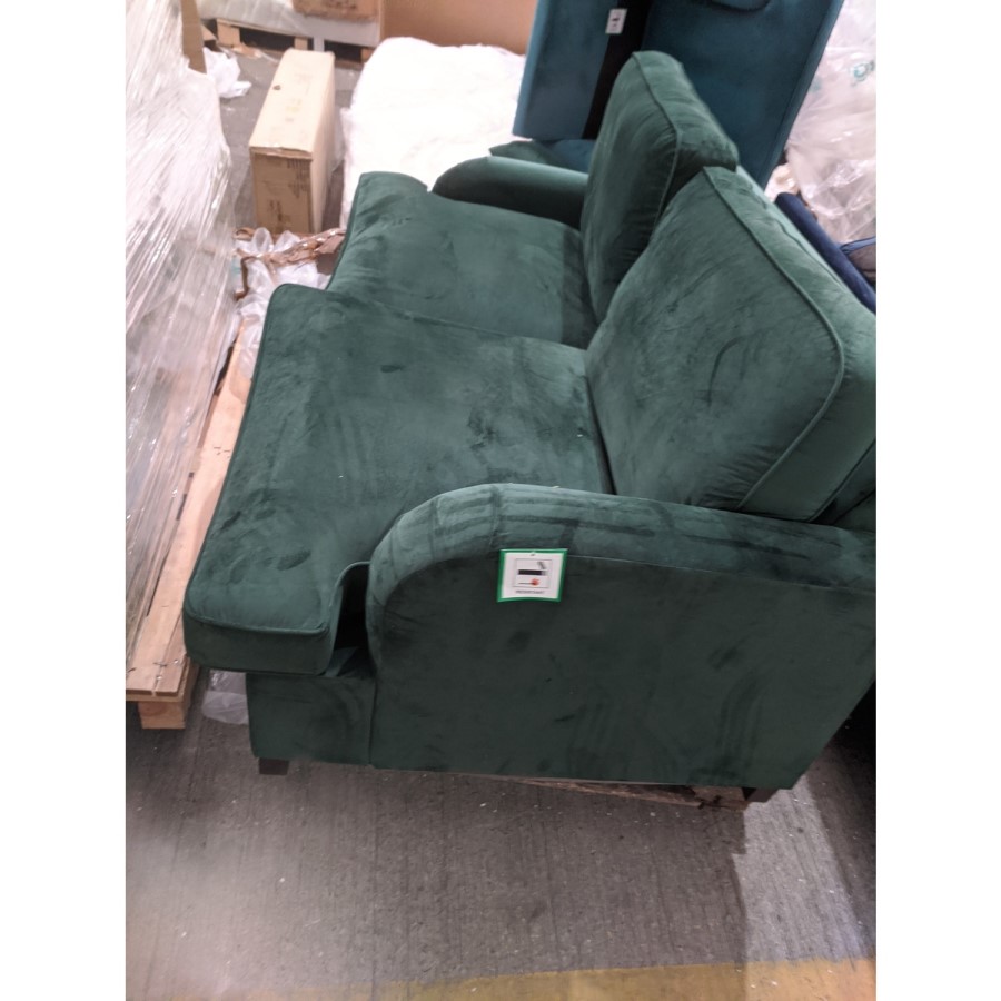 GRADE A2 - 2 Seater Pull Out Sofa Bed in Dark Green Velvet - Payton