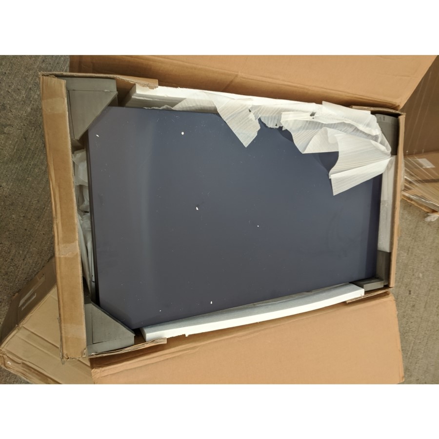 GRADE A2 - Navy Blue Chest of 5 Drawers with Metallic Trim - Isabella