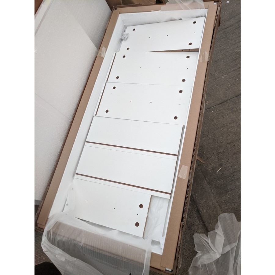 GRADE A2 - White Gloss Patterned Dressing Table with 2 Drawers - Erin