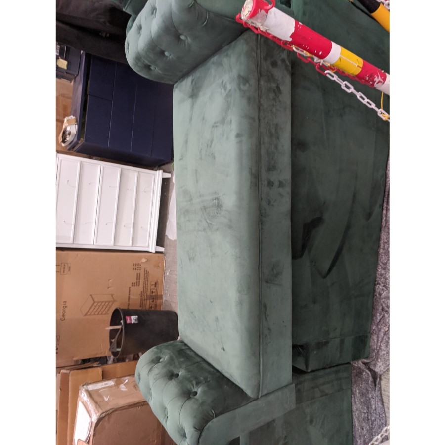 GRADE A2 - Green Velvet End-of-Bed Bench with Roll-Top Arms - Safina