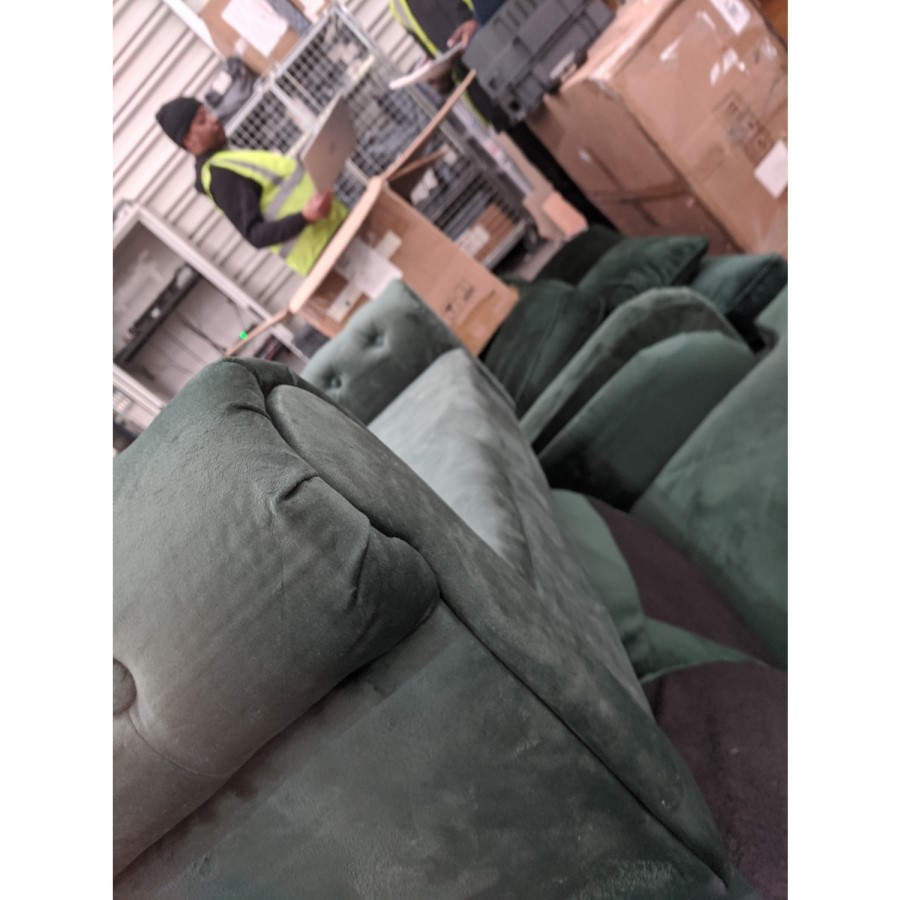 GRADE A2 - Green Velvet End-of-Bed Bench with Roll-Top Arms - Safina