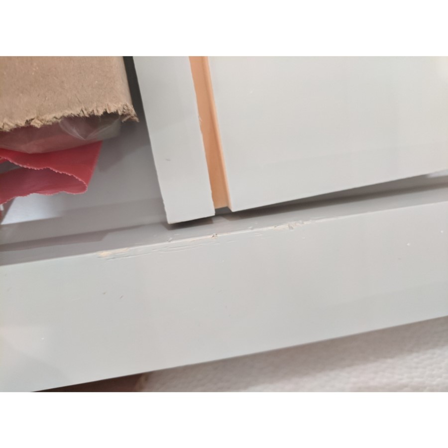 GRADE A2 - Light Grey Painted 3 Drawer Bedside Table - Finch